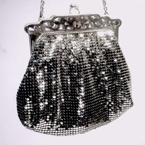 Whiting & Davis Silver Tone Mesh Filigree Bag